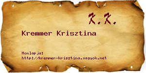 Kremmer Krisztina névjegykártya